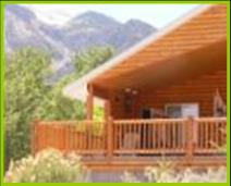 View of Tushar Range from the deck of Bullion Creekside Cabin near the Paiute Trail and Marysvale Utah