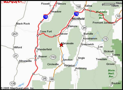 Map to Marysvale, Utah