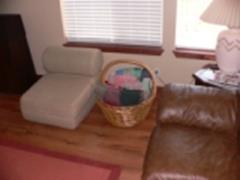 Extra quilts in living room