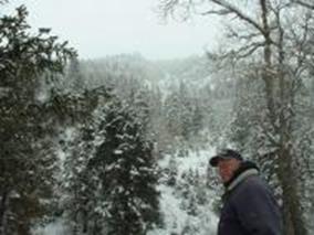 Bryan Burrell up high in winter