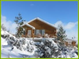 Winter scene of Bullion Creekside Retreat