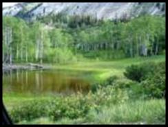 Summer at high mountain lake 